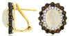 3.28CT WHITE & MOCHA DIAMOND & AAA OPAL 14K YELLOW GOLD 3D HALO CLIP ON EARRINGS