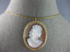 ESTATE LARGE AAA MOTHER OF PEARL 14KT YELLOW GOLD LADY CAMEO PIN PENDANT