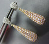 1.29CT WHITE & PINK DIAMOND 18KT WHITE & ROSE GOLD 3D TEAR DROP HANGING EARRINGS