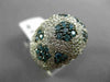 ESTATE LARGE 2.46CT WHITE & BLUE DIAMOND 14K WHITE GOLD 3D MULTI FLOWER FUN RING