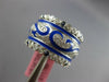 WIDE 1.62CT DIAMOND & AAA SAPPHIRE & BLUE ENAMEL 18K WHITE GOLD 3D ETERNITY RING