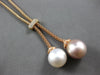 LARGE .27CT DIAMOND & AAA WHITE & PINK SOUTH SEA PEARL 18KT ROSE GOLD NECKLACE