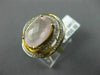ESTATE 4.43CT DIAMOND & AAA OVAL PINK QUARTZ 14KT YELLOW GOLD 3D FLOWER FUN RING