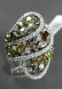 ESTATE LARGE 2.57CTW MULTI COLOR DIAMOND 18KT WHITE GOLD FLOATING FUN RING