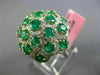 ESTATE LARGE 4.87CT DIAMOND & AAA EMERALD 18KT 2 TONE GOLD FLOWER CLUSTER RING