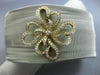 ESTATE WIDE .62CT DIAMOND 18K GOLD & STAINLESS STEEL FLOWER MESH BANGLE BRACELET