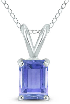 .30CT AAA TANZANITE 14KT WHITE GOLD 3D SOLITAIRE EMERALD CUT FLOATING PENDANT