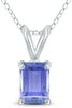 .30CT AAA TANZANITE 14KT WHITE GOLD 3D SOLITAIRE EMERALD CUT FLOATING PENDANT