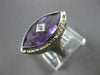 ANTIQUE LARGE 8.03CT OLD MINE DIAMOND & AMETHYST 14KT WHITE GOLD MARQUISE RING