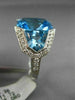 ESTATE EXTRA LARGE 12.10CT DIAMOND & AAA BLUE TOPAZ 18KT WHITE GOLD 3D FUN RING
