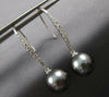 LARGE .32CT DIAMOND & AAA TAHITIAN PEARL 14KT WHITE GOLD 3D BAR HANGING EARRINGS