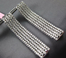 LARGE & WIDE 5.1CT DIAMOND 18KT WHITE GOLD MULTI ROW ELONGATED FUN HOOP EARRINGS