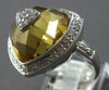 LARGE 5.49CT DIAMOND & AAA CITRINE 14KT WHITE GOLD 3D TRILLION PYRAMID FUN RING