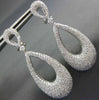 ESTATE LARGE 2.90CT DIAMOND 18K WHITE GOLD 3D TEAR DROP CLIP ON HANGING EARRINGS