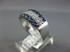 WIDE 1.10CT DIAMOND & AAA SAPPHIRE 14K WHITE GOLD CLASSIC 3 ROW ANNIVERSARY RING