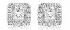 .88CT DIAMOND 14KT WHITE GOLD ROUND & PRINCESS SQUARE HALO CLASSIC STUD EARRINGS