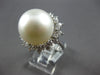 EXTRA LARGE .98CT DIAMOND & AAA SOUTH SEA PEARL 18KT WHITE GOLD FLORAL LOVE RING