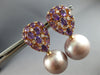 ESTATE LARGE 3.75CT DIAMOND & AMETHYST & PINK SOUTH SEA PEARL 18K ROSE GOLD 3D EARRINGS