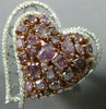 GIA EXTRA LARGE 4.42CT WHITE & PINK DIAMOND 18K ROSE GOLD DOUBLE HEART LOVE RING