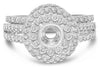 LARGE 1.30CT DIAMOND 14KT WHITE GOLD 3D ROUND FLOWER SEMI MOUNT ENGAGEMENT RING