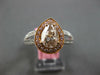 LARGE 1.47CT WHITE PINK & MOCHA DIAMOND 18KT 2 TONE GOLD CLASSIC ENGAGEMENT RING