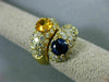 ESTATE LARGE 5.05CT DIAMOND AAA BLUE & YELLOW SAPPHIRE 18KT YELLOW GOLD 3D RING