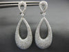 ESTATE LARGE 2.90CT DIAMOND 18K WHITE GOLD 3D TEAR DROP CLIP ON HANGING EARRINGS