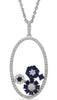 ESTATE .77CT DIAMOND & AAA SAPPHIRE 14KT WHITE GOLD FLOWER OVAL FLOATING PENDANT