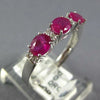 1.18CT DIAMOND & AAA RUBY 18K WHITE GOLD 3D OVAL & ROUND 3 STONE ANNIVERSARY ING