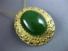 ANTIQUE LARGE AAA GREEN JADE 14K YELLOW GOLD CLASSIC FILIGREE PIN PENDANT #21962