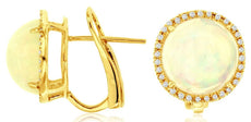6.76CT DIAMOND & AAA OPAL 14K YELLOW GOLD 3D ROUND HALO CLASSIC CLIP ON EARRINGS