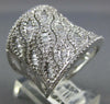 LARGE 2.18CT DIAMOND 14K WHITE GOLD ROUND & BAGUETTE MULTI ROW DIAGONAL FUN RING