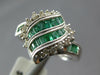 ESTATE WIDE 1.18CT DIAMOND & AAA EMERALD 14KT WHITE GOLD CLASSIC LEAF FUN RING