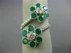ESTATE EXTRA LARGE 2.29CT DIAMOND & AAA EMERALD 18KT WHITE GOLD FLOWER LOVE RING