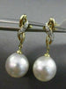 ESTATE DIAMOND 14K WHITE & YELLOW GOLD SOUTH SEA PEARL INFINITY HANGING EARRINGS