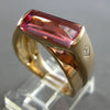 1.99CT DIAMOND & AAA PINK TOURMALINE & RUBY 14K ROSE GOLD SEMI BEZEL RING #28209