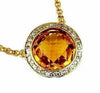 ESTATE 4.08CT ROUND DIAMOND & AAA CITRINE 14KT YELLOW GOLD CLASSIC HALO PENDANT