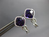 1.73CT DIAMOND & AAA AMETHYST 14KT WHITE GOLD CUSHION & ROUND HANGING EARRINGS