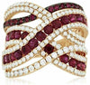 ESTATE WIDE 3.20CT DIAMOND & AAA RUBY 14K YELLOW GOLD MULTI ROW ANNIVERSARY RING