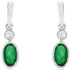 .46CT DIAMOND & AAA EMERALD 14K WHITE GOLD 3D OVAL & ROUND FILIGREE FUN EARRINGS