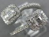LARGE .68CT DIAMOND 18K WHITE GOLD ROUND & BAGUETTE SQUARE CRISS CROSS LOVE RING
