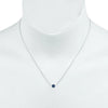 ESTATE .72CT DIAMOND & AAA SAPPHIRE 14KT WHITE GOLD ROUND 3 STONE LOVE NECKLACE
