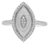 ESTATE .20CT DIAMOND 14KT WHITE GOLD 3D MATTE & SHINY DOUBLE LEAF FUN RING