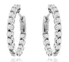 1.0CT DIAMOND 14K WHITE GOLD ROUND SHARED PRONG INSIDE OUT HOOP HANGING EARRINGS