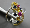 LARGE 1.17CT DIAMOND & AAA MULTI COLOR SAPPHIRE 18KT WHITE & ROSE GOLD LEAF RING