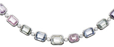 45.93CT DIAMOND & AAA MULTI COLOR SAPPHIRE 18KT WHITE GOLD BEZEL TENNIS NECKLACE