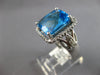 EXTRA LARGE 7.66CT DIAMOND & AAA BLUE TOPAZ 14KT WHITE GOLD CUSHION & ROUND RING