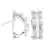 LARGE 3.5CT DIAMOND 18KT WHITE GOLD 3D ROUND & BAGUETTE CLIP ON HANGING EARRINGS