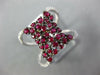 ESTATE LARGE 1.03CT DIAMOND & AAA RUBY 18KT WHITE GOLD 3D CLUSTER FUN RING