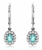 ESTATE .93CT DIAMOND & AAA AQUAMARINE 14KT WHITE GOLD 3D FLOWER HANGING EARRINGS